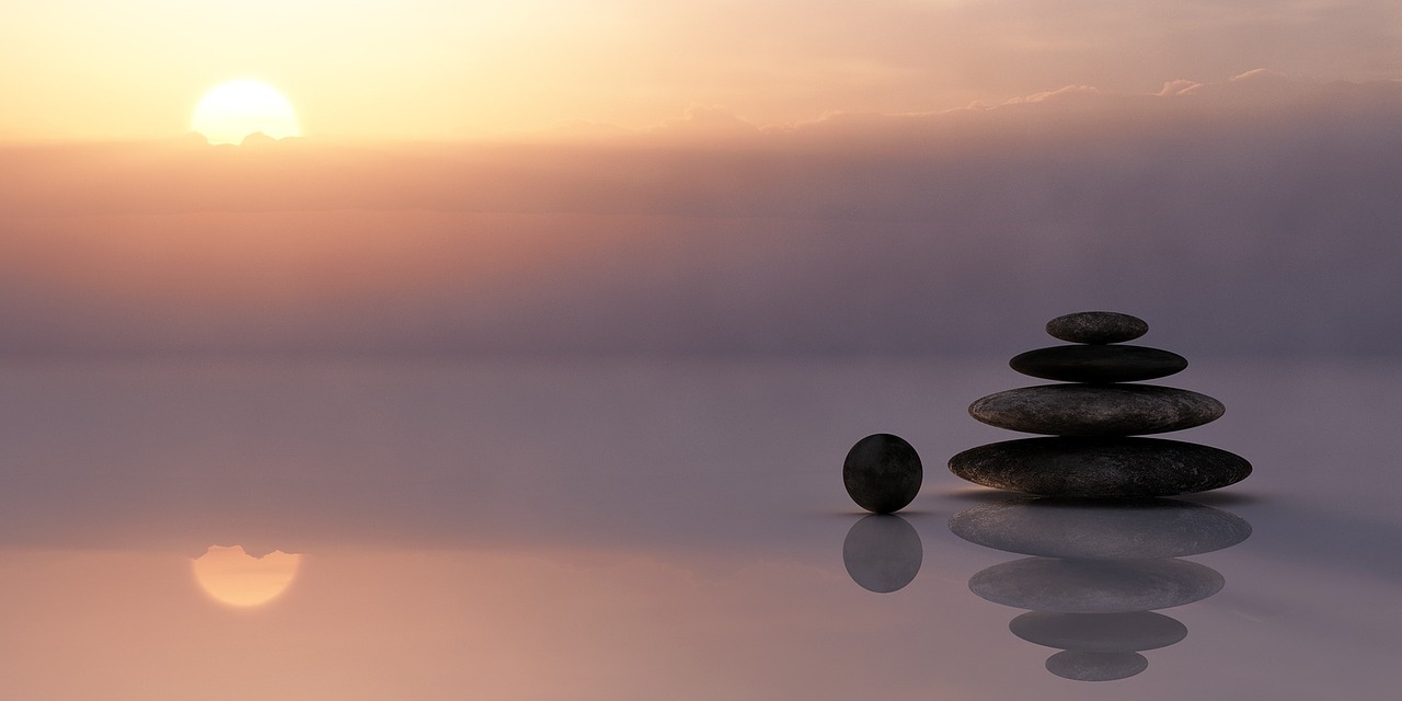 rocks on beach sunset